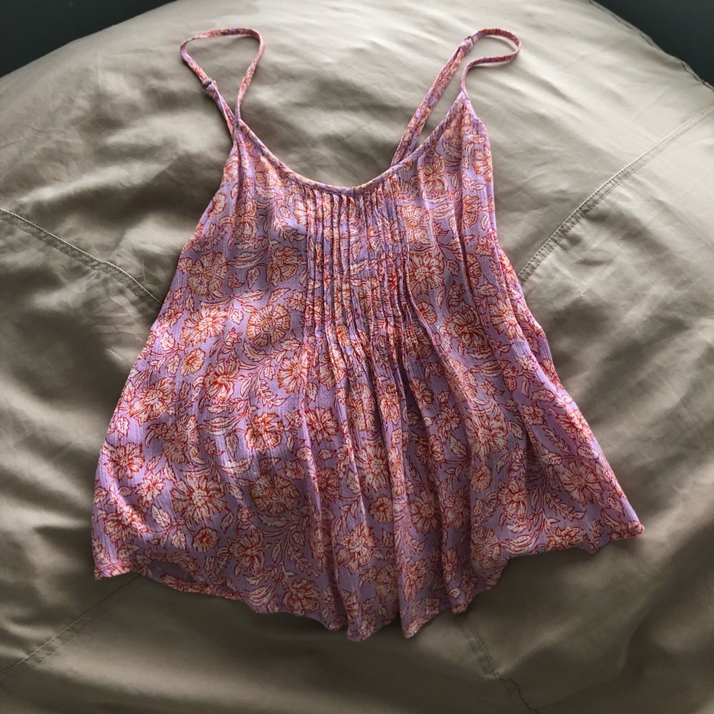 tank top with bright colors and floral pattern